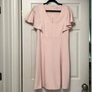 Calvin Klein light pink flutter sleeve dress